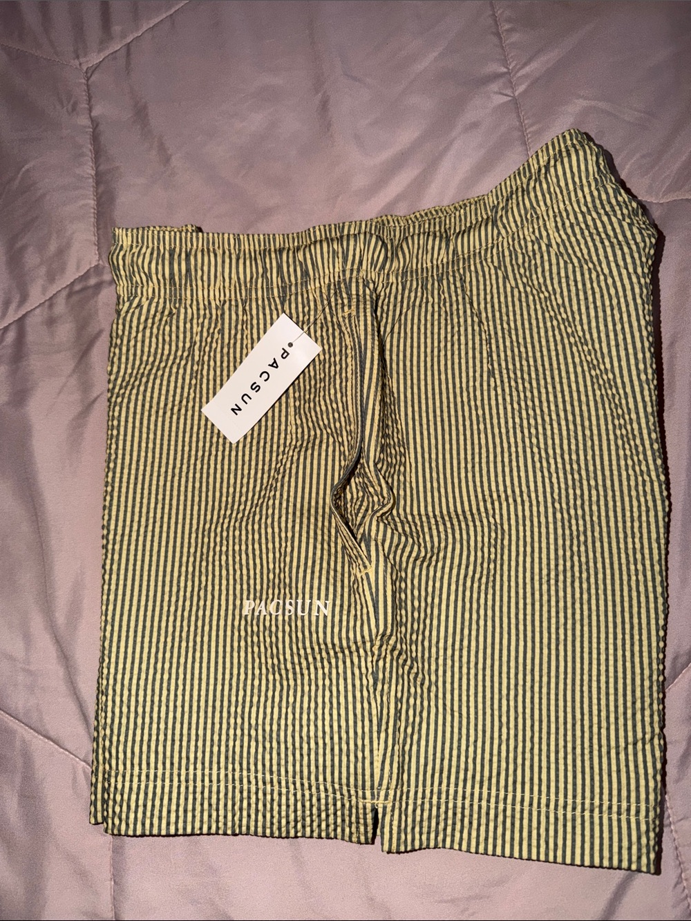 PacSun Yellow and Black Striped Seersucker Shorts